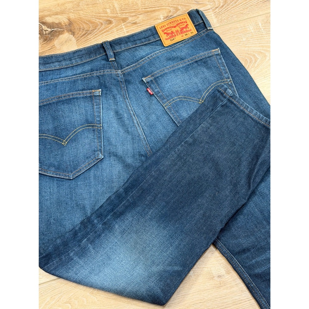 Levis 514 Mens Straight Fit Jeans Blue Medium Wash Denim 36x30 00514-1302